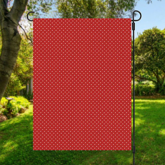 Red And White Polka Dot Print Garden Flag