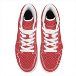 Red And White Polka Dot Print High Top Leather Sneakers