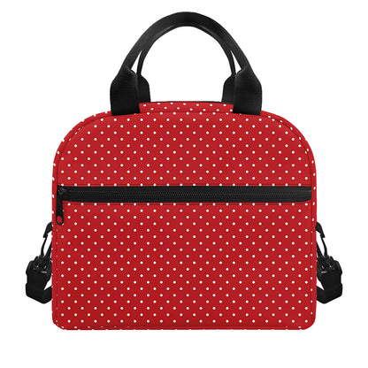 Red And White Polka Dot Print Insulated Lunch Bag