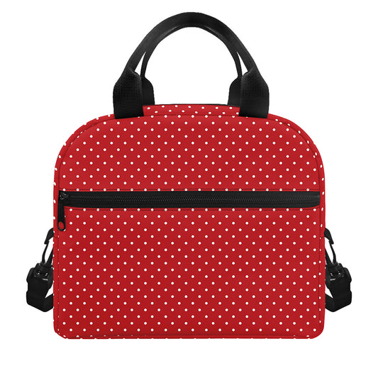 Red And White Polka Dot Print Insulated Lunch Bag