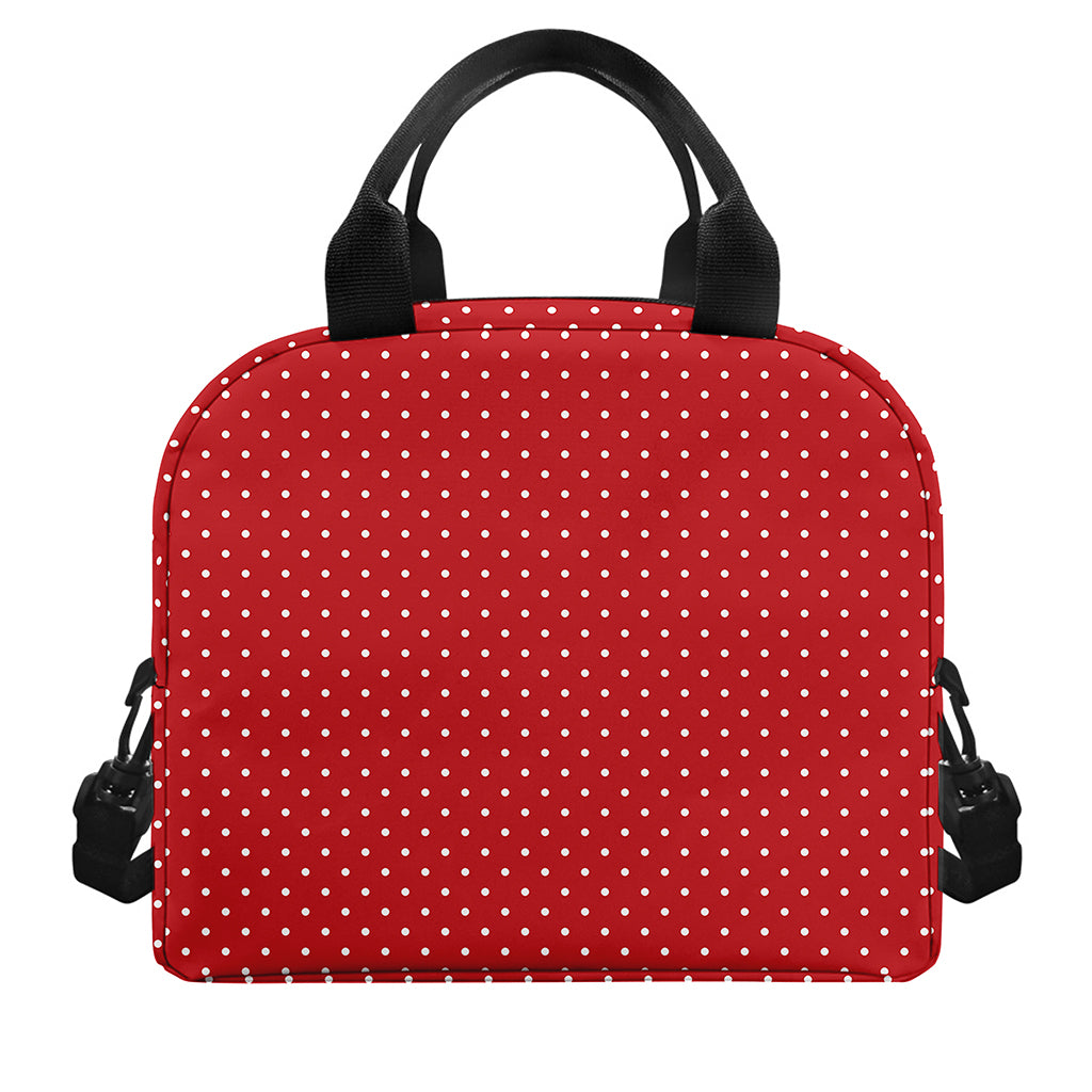Red And White Polka Dot Print Insulated Lunch Bag