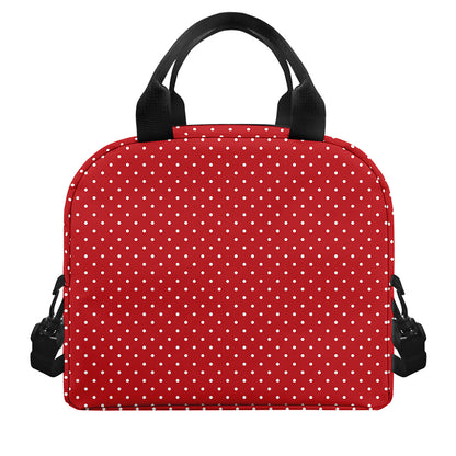 Red And White Polka Dot Print Insulated Lunch Bag