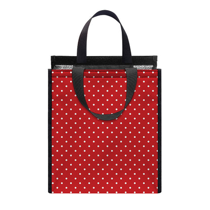 Red And White Polka Dot Print Insulated Lunch Tote