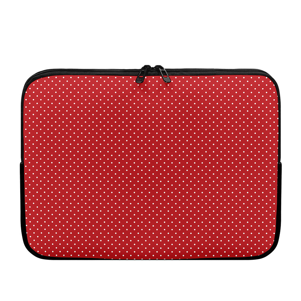 Red And White Polka Dot Print Laptop Sleeve