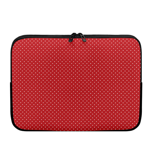 Red And White Polka Dot Print Laptop Sleeve