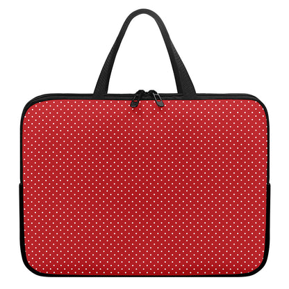 Red And White Polka Dot Print Laptop Sleeve With Handle