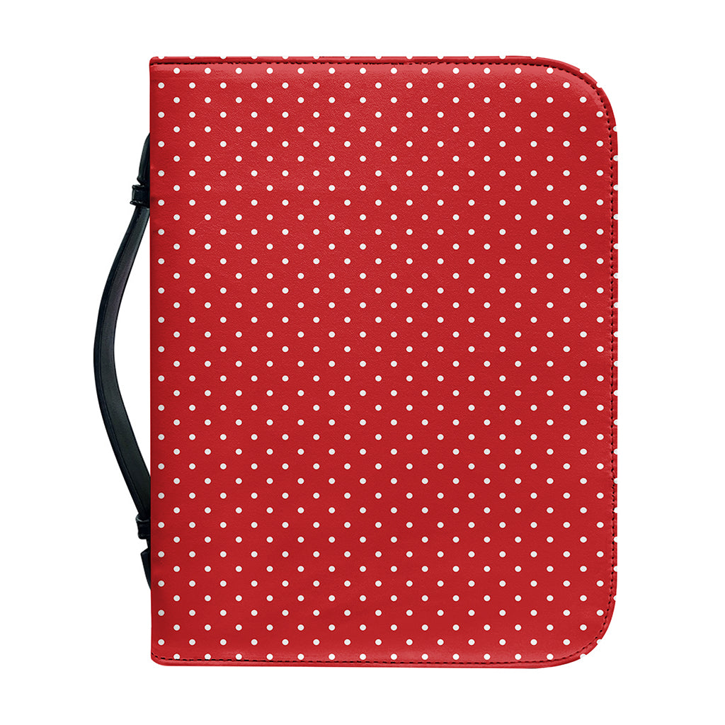 Red And White Polka Dot Print Leather Bible Cover