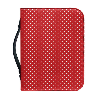 Red And White Polka Dot Print Leather Bible Cover