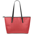 Red And White Polka Dot Print Leather Tote Bag With Zipper