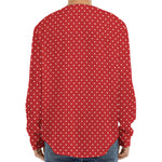 Red And White Polka Dot Print Long Sleeve Baseball Jersey