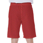 Red And White Polka Dot Print Men's Beach Shorts