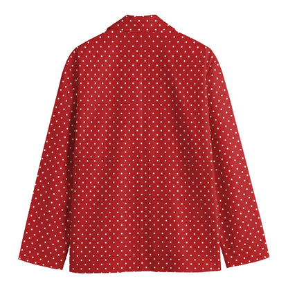 Red And White Polka Dot Print Men's Blazer