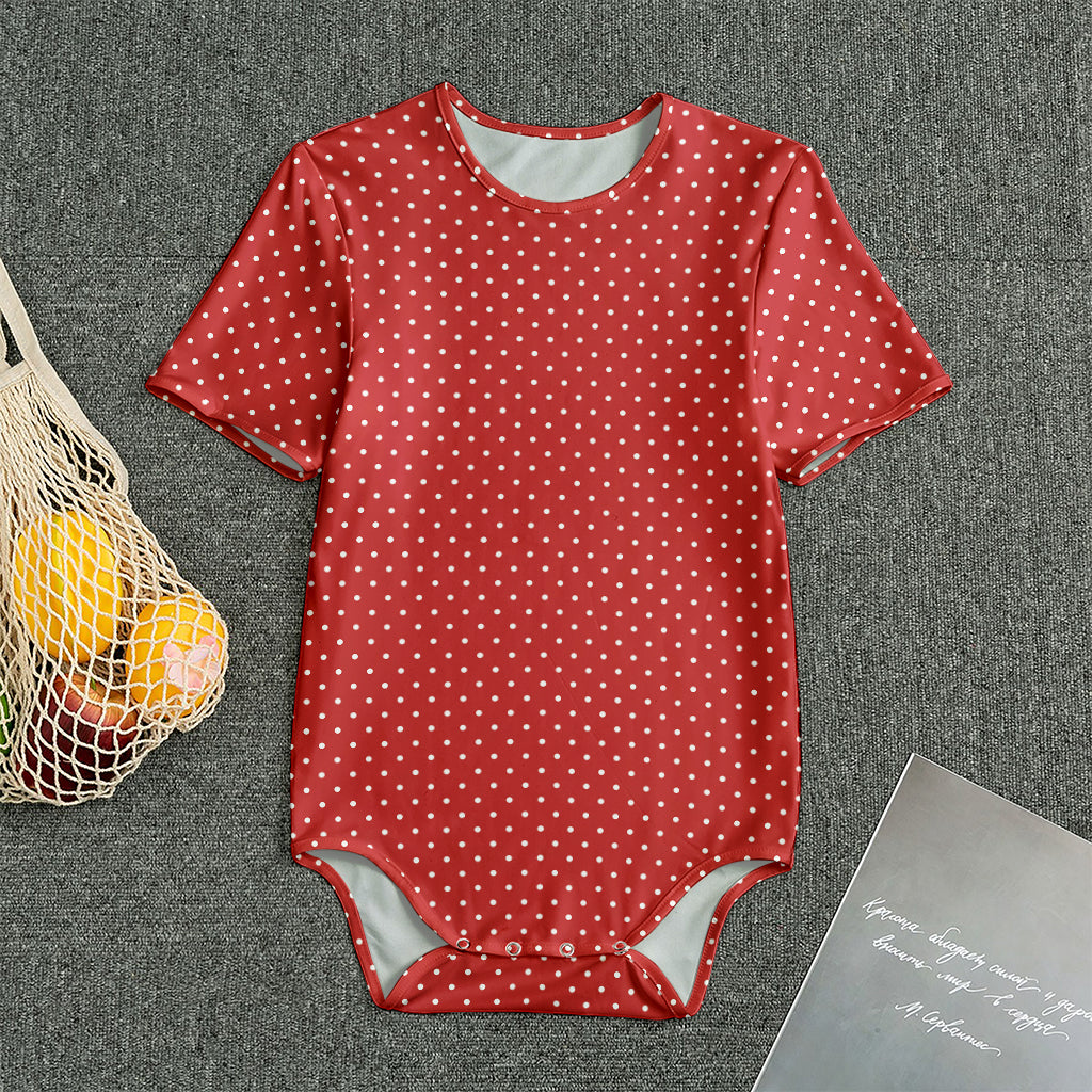 Red And White Polka Dot Print Men's Bodysuit