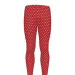 Red And White Polka Dot Print Men's leggings