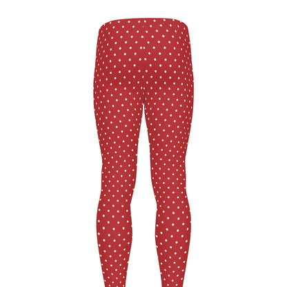 Red And White Polka Dot Print Men's leggings