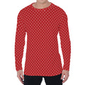 Red And White Polka Dot Print Men's Long Sleeve T-Shirt