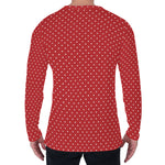 Red And White Polka Dot Print Men's Long Sleeve T-Shirt
