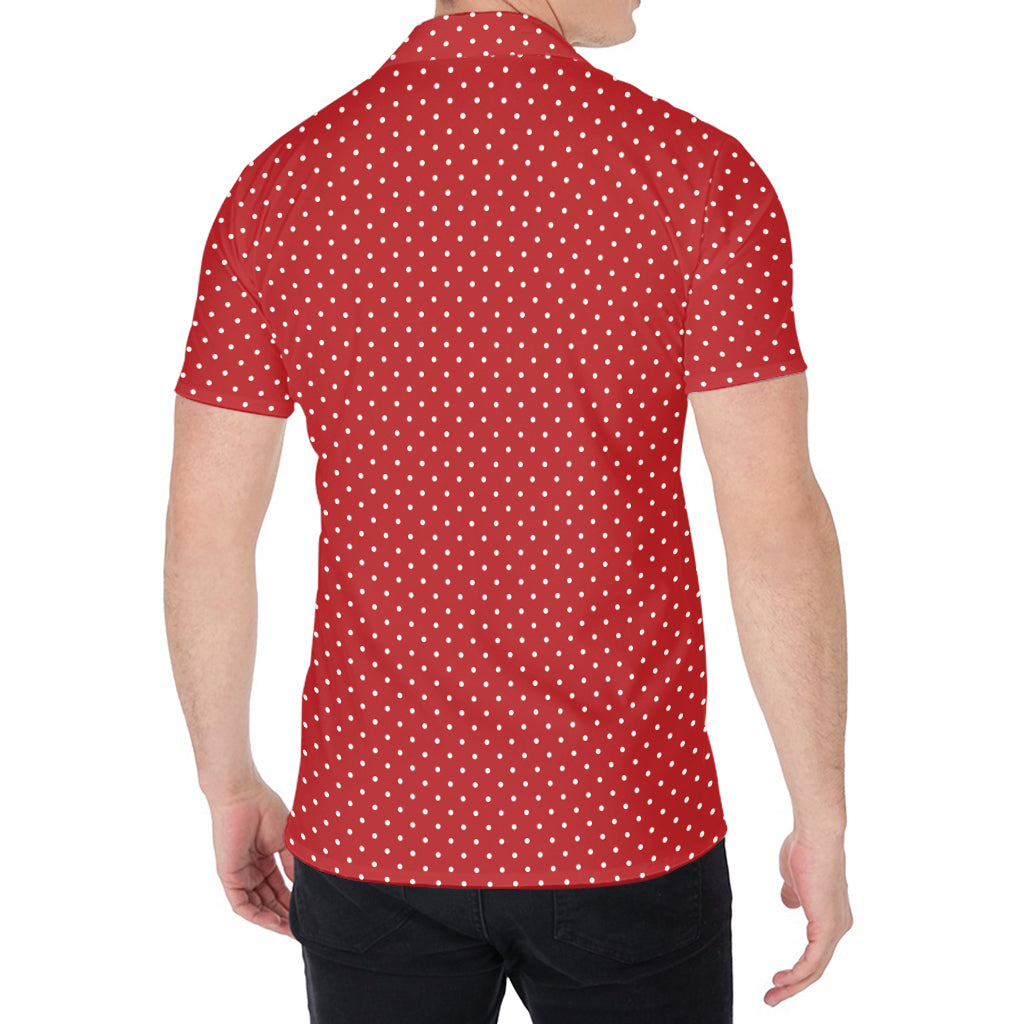 Red And White Polka Dot Print Men's Shirt