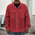 Red And White Polka Dot Print Men's Shirt Jacket