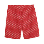 Red And White Polka Dot Print Men's Sports Shorts