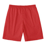 Red And White Polka Dot Print Men's Swim Trunks