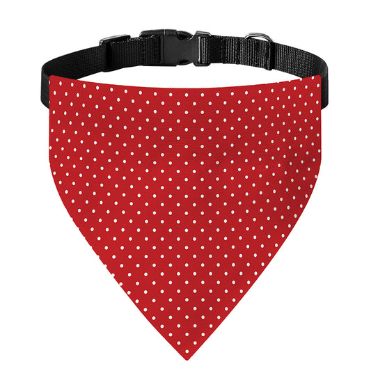Red And White Polka Dot Print Over The Collar Dog Bandana