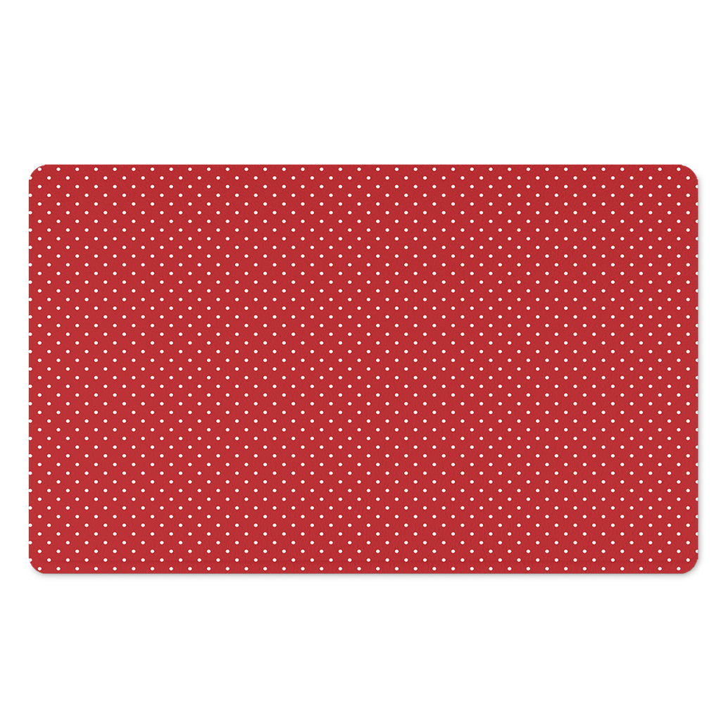Red And White Polka Dot Print Polyester Doormat