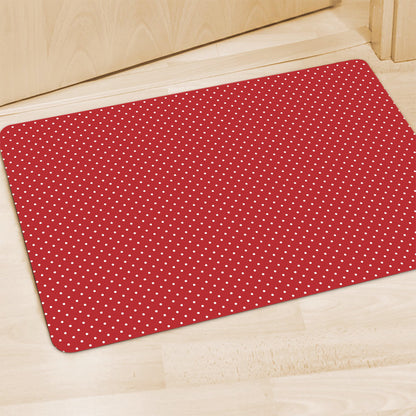 Red And White Polka Dot Print Polyester Doormat