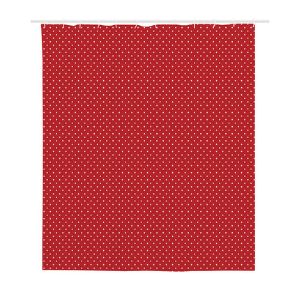 Red And White Polka Dot Print Polyester Shower Curtain