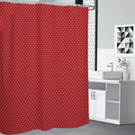 Red And White Polka Dot Print Premium Shower Curtain