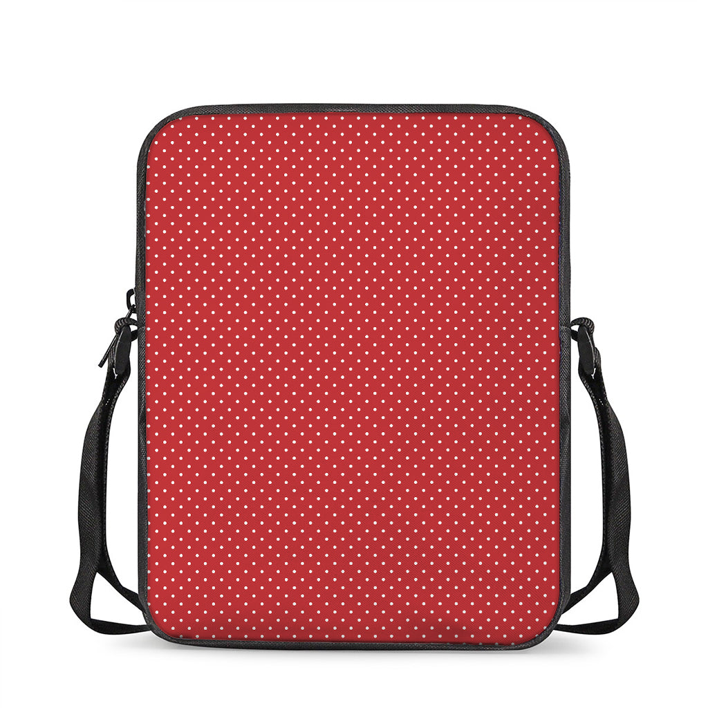 Red And White Polka Dot Print Rectangular Crossbody Bag