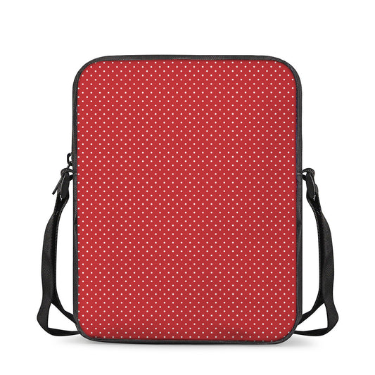 Red And White Polka Dot Print Rectangular Crossbody Bag