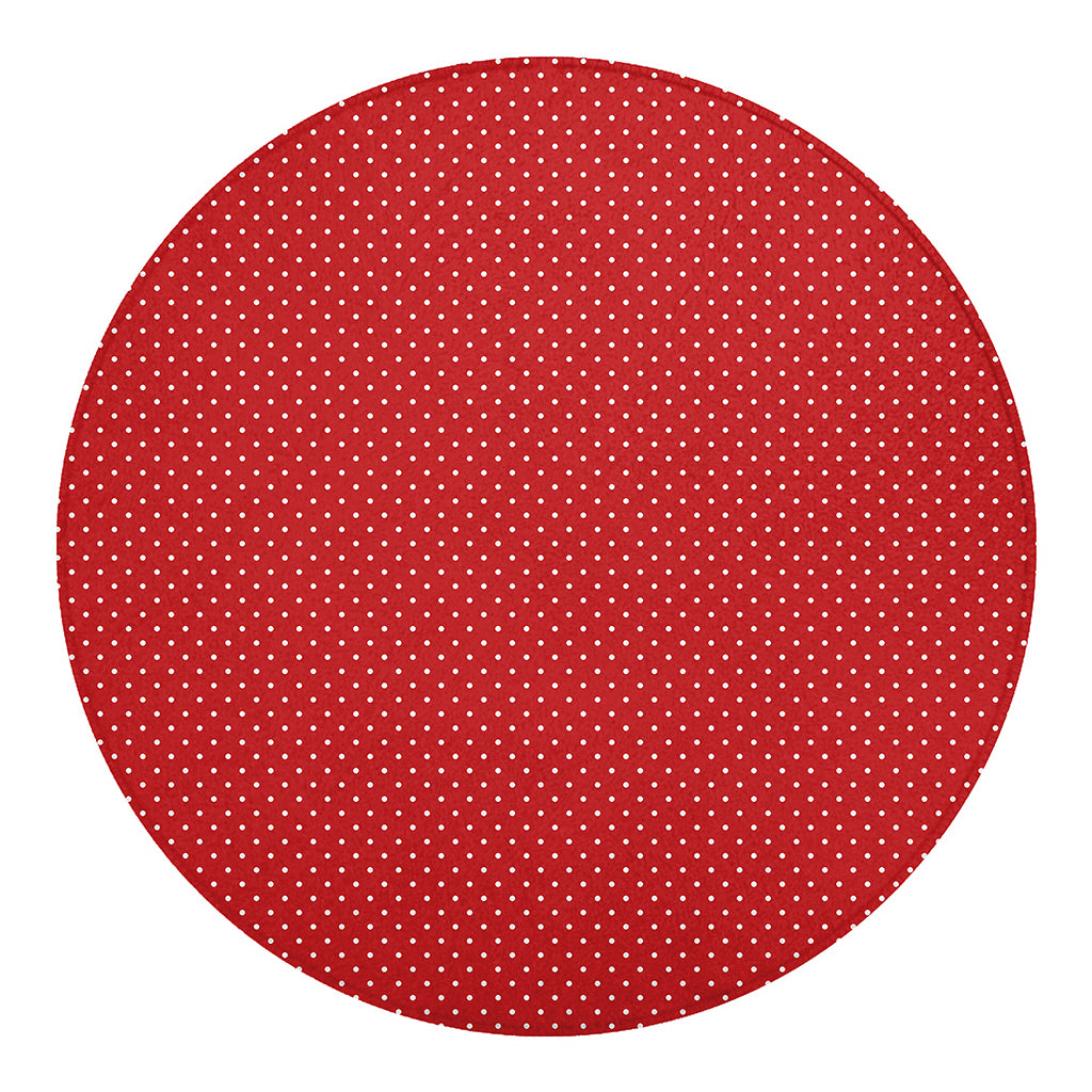 Red And White Polka Dot Print Round Blanket