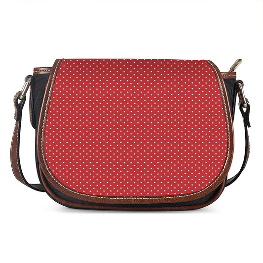Red And White Polka Dot Print Saddle Bag