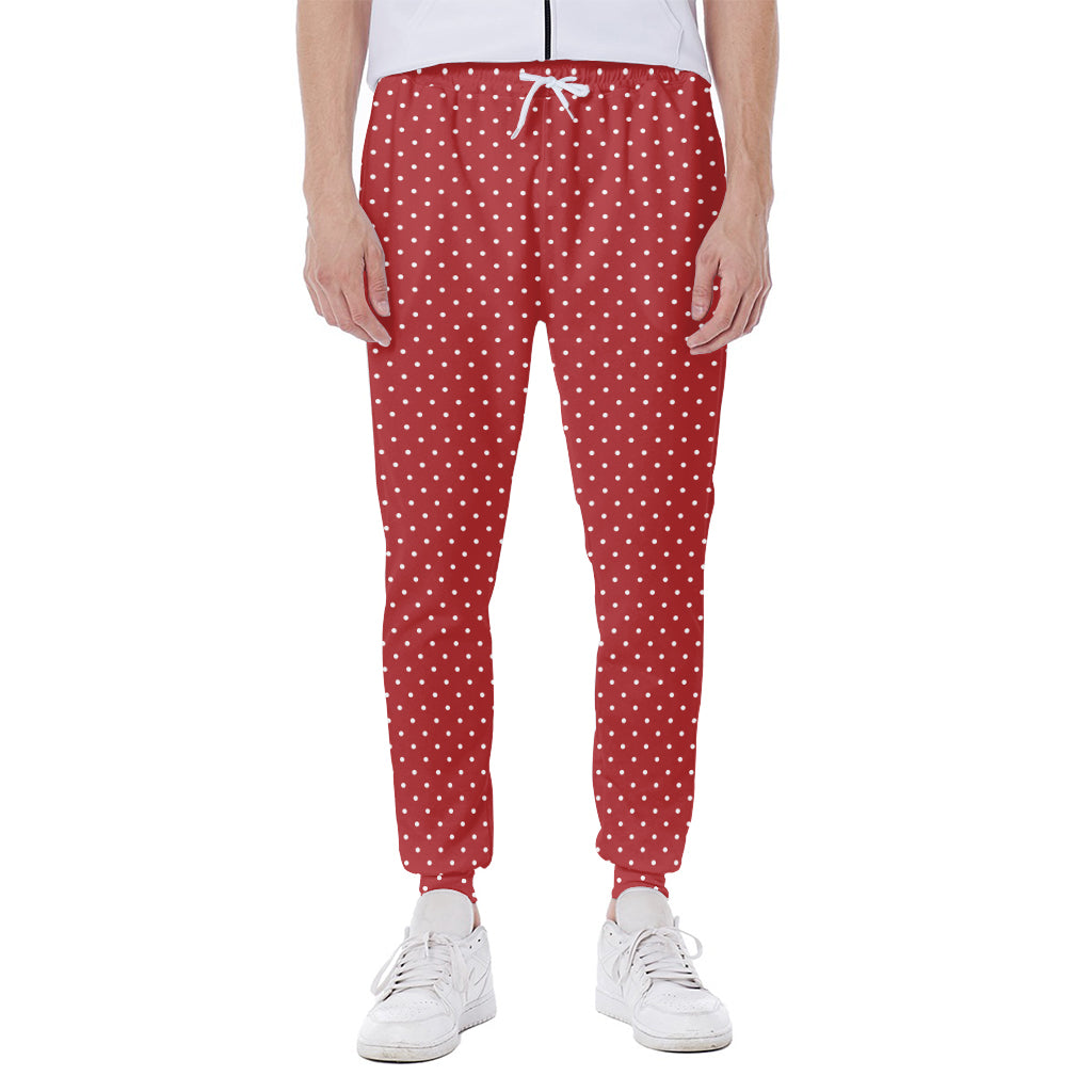 Red And White Polka Dot Print Scuba Joggers