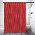 Red And White Polka Dot Print Shower Curtain
