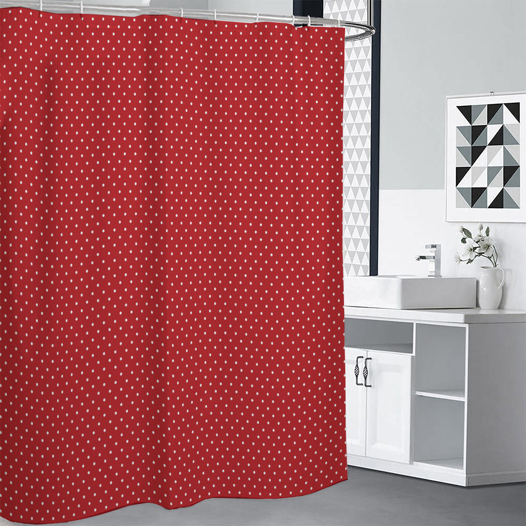 Red And White Polka Dot Print Shower Curtain