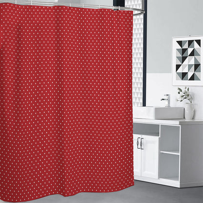 Red And White Polka Dot Print Shower Curtain