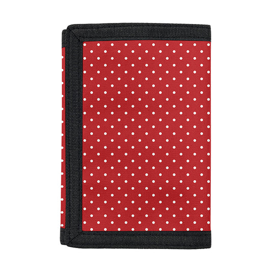 Red And White Polka Dot Print Trifold Wallet