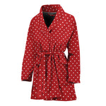 Red And White Polka Dot Print Women's Bathrobe