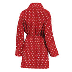 Red And White Polka Dot Print Women's Bathrobe