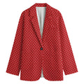 Red And White Polka Dot Print Women's Cotton Blazer