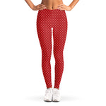 Red And White Polka Dot Print Women's Leggings
