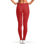Red And White Polka Dot Print Women's Leggings