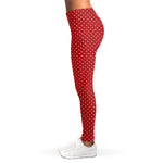 Red And White Polka Dot Print Women's Leggings