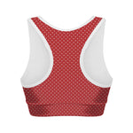 Red And White Polka Dot Print Women's Sports Bra