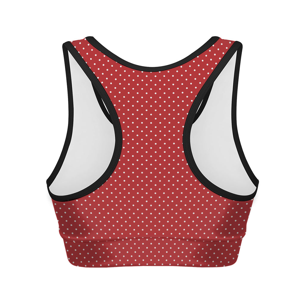 Red And White Polka Dot Print Women's Sports Bra
