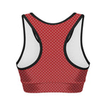 Red And White Polka Dot Print Women's Sports Bra