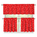 Red And White Snowflake Pattern Print 3 Piece Kitchen Curtains