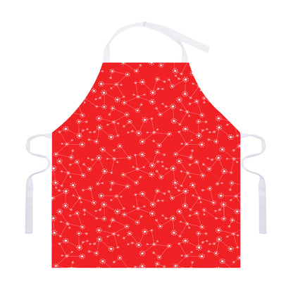 Red And White Snowflake Pattern Print Adjustable Apron
